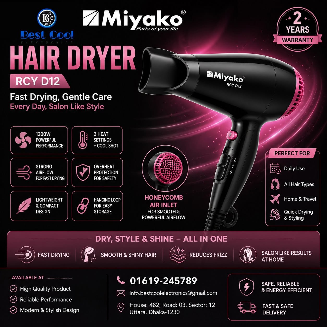Hair Dryer Miyako RCY-D12 