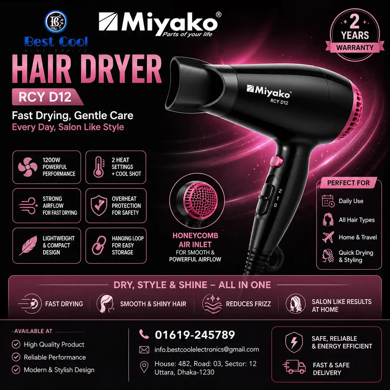 Hair Dryer Miyako RCY-D12 